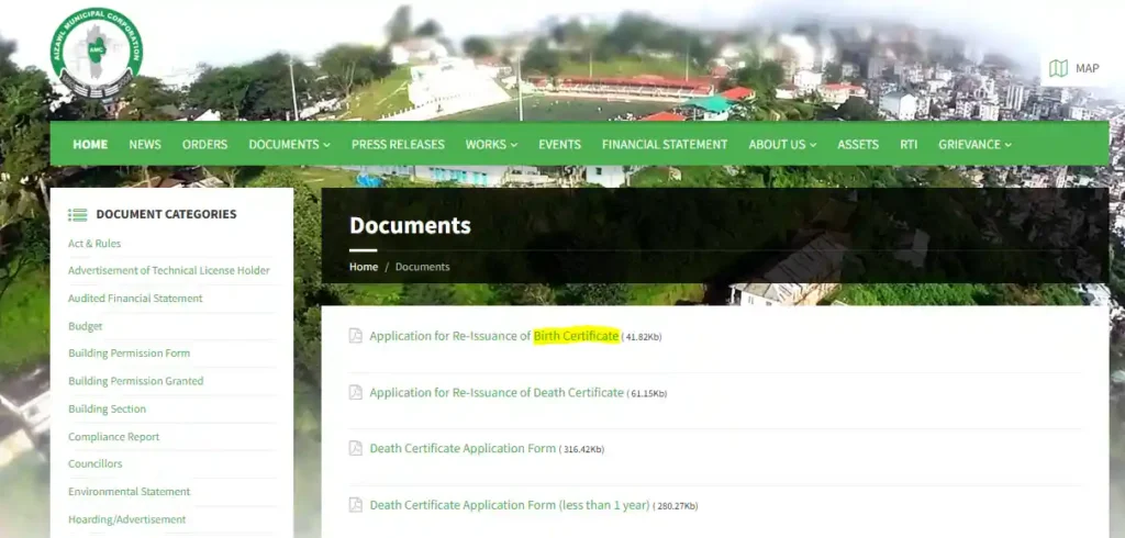 Birth certificate download mizoram