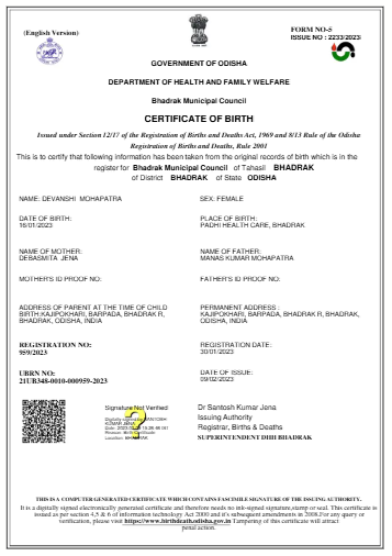 birth certificate download odisha