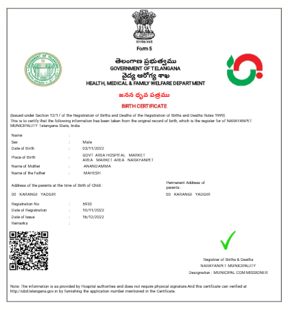 birth certificate download telangana